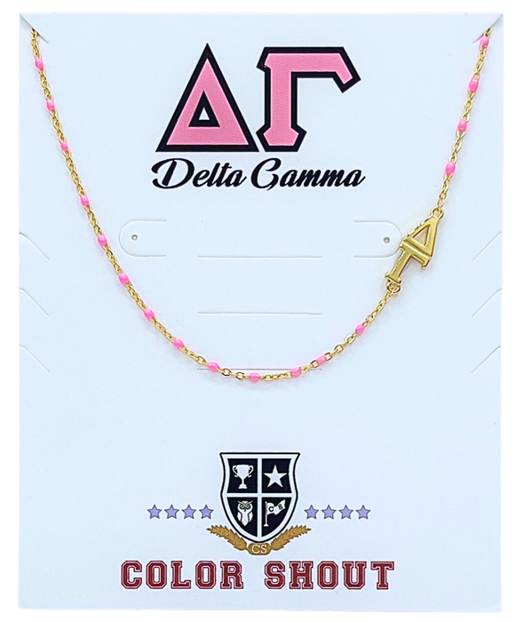 Side Set Enamel Bead Necklace- Delta Gamma