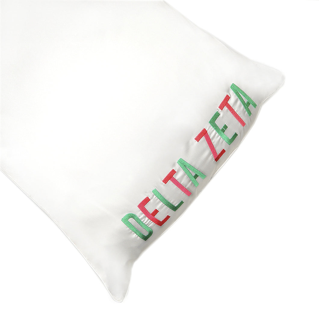 Embroidered Satin Pillowcase- Delta Zeta