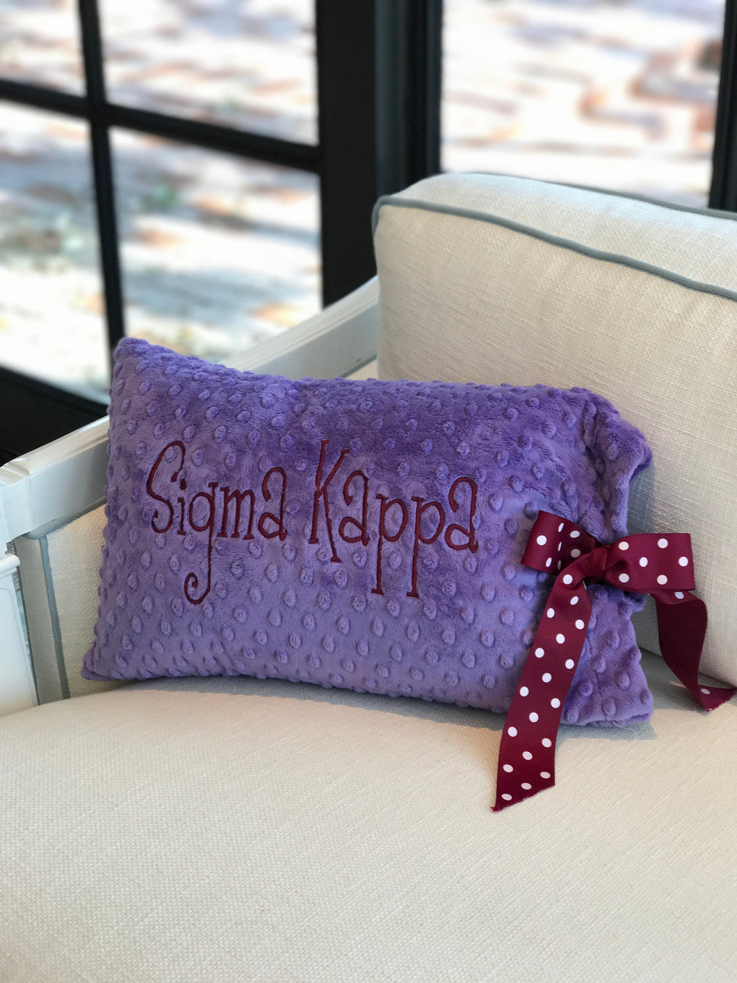 Minky Dot Rectangle Pillow - Sigma Kappa