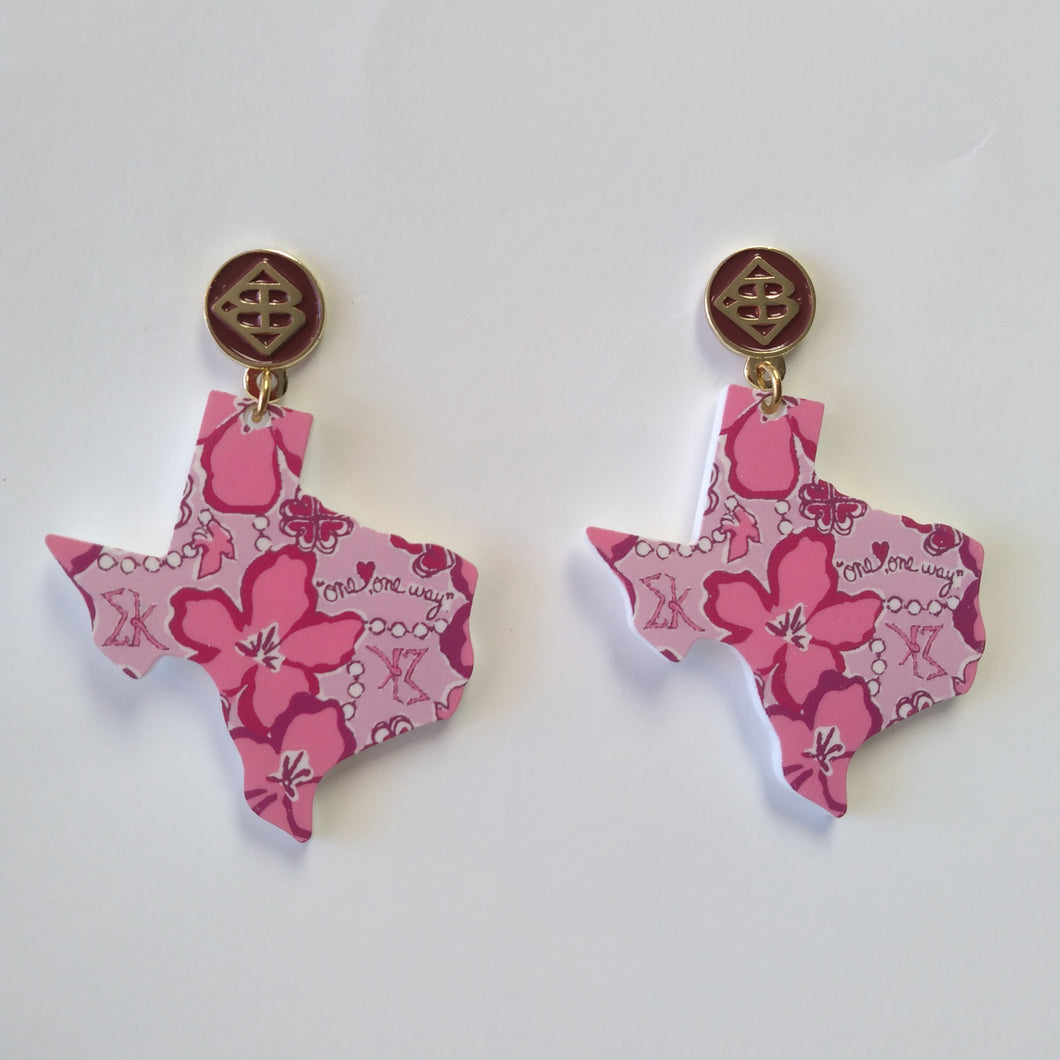 Texas Sorority Earrings- Sigma Kappa