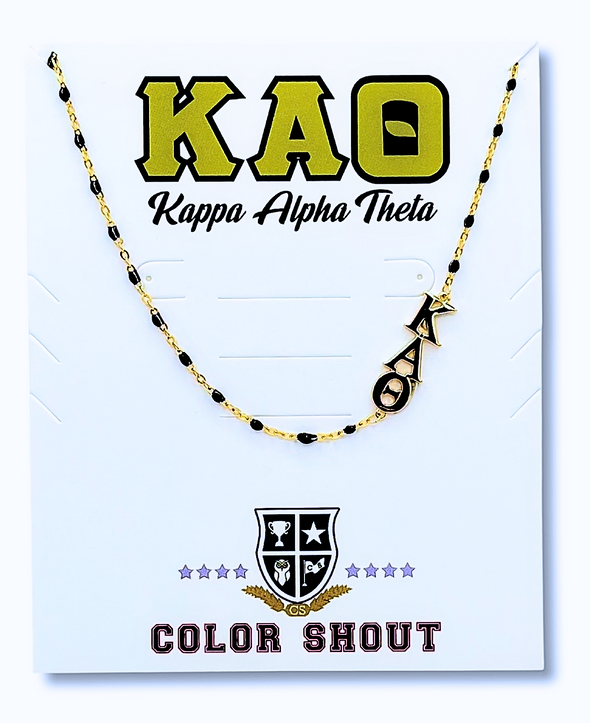 Side Set Enamel Bead Necklace- Kappa Alpha Theta