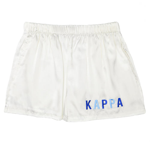 Embroidered Satin Shorts- Kappa Kappa Gamma