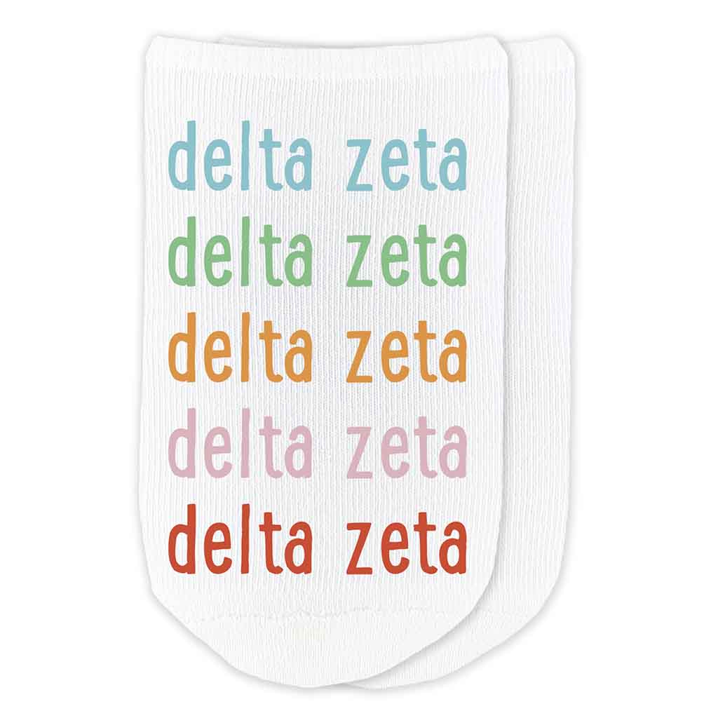 Rainbow No-Show Socks - Delta Zeta