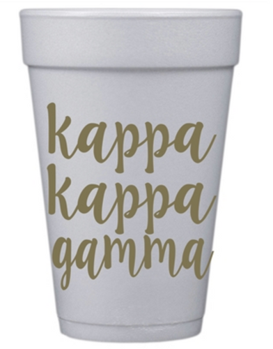 Gold Script Styrofoam Cups - Kappa Kappa Gamma