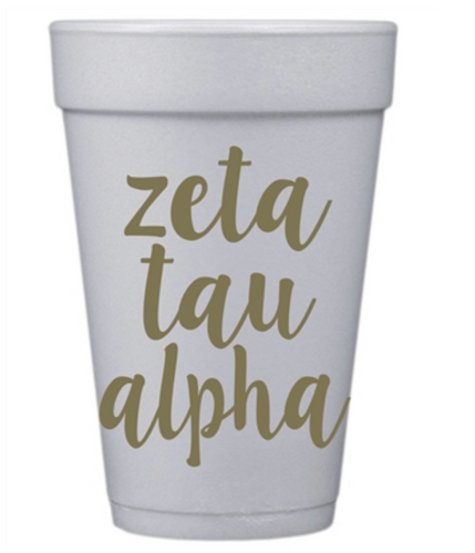 Gold Script Styrofoam Cups - Zeta Tau Alpha