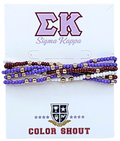 6 Beaded Stretch Bracelets- Sigma Kappa