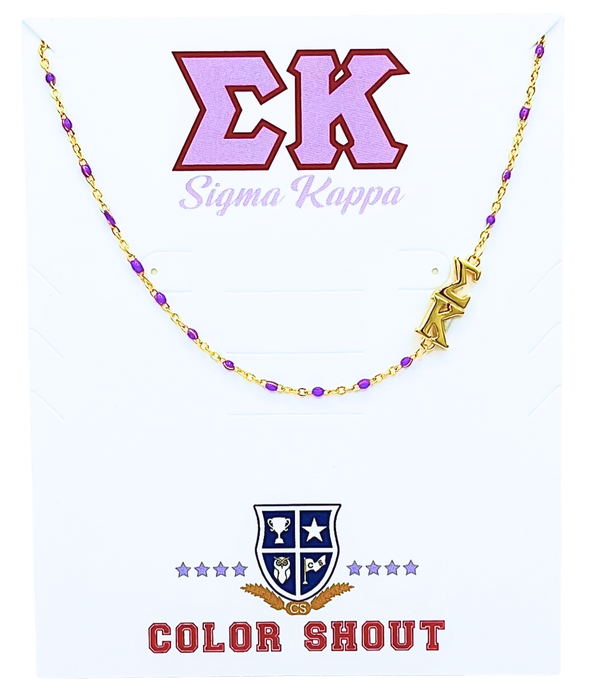 Side Set Enamel Bead Necklace- Sigma Kappa