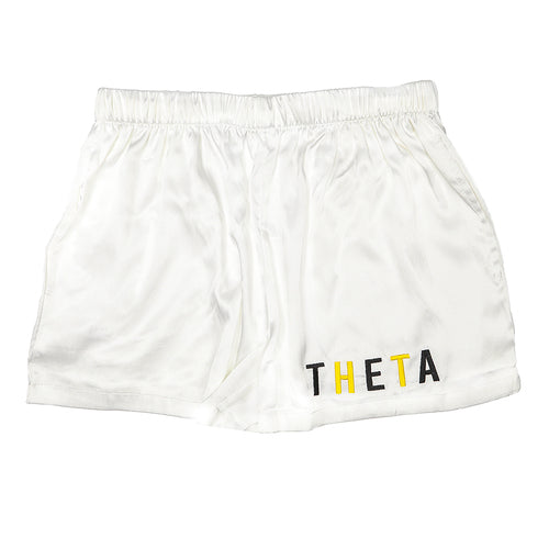Embroidered Satin Shorts- Kappa Alpha Theta