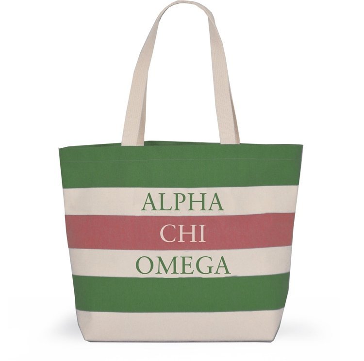 Striped Sorority Tote - Alpha Chi Omega