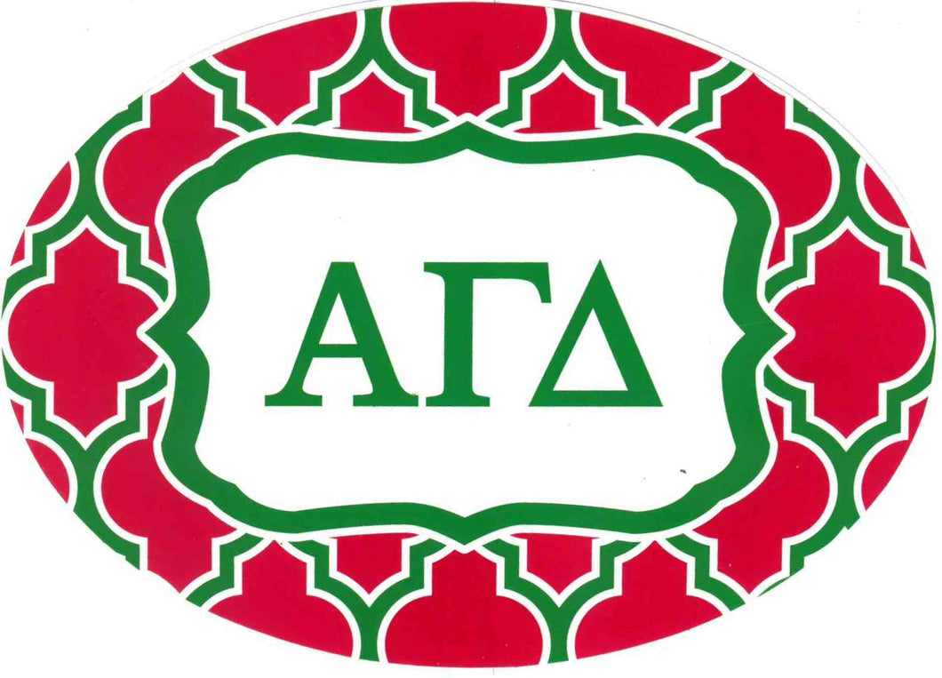 Oval Quatrefoil Decal - Alpha Gamma Delta