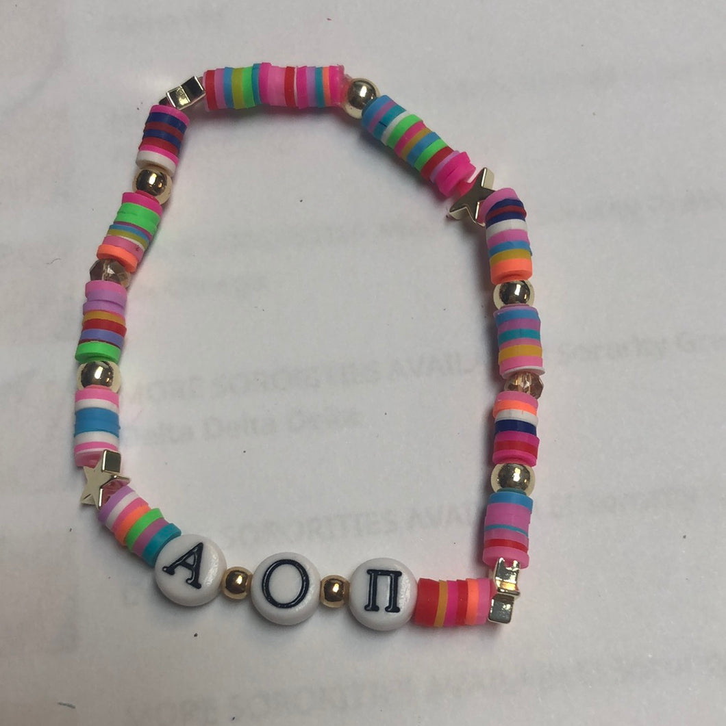 Rainbow Bead Sorority Greek Letters