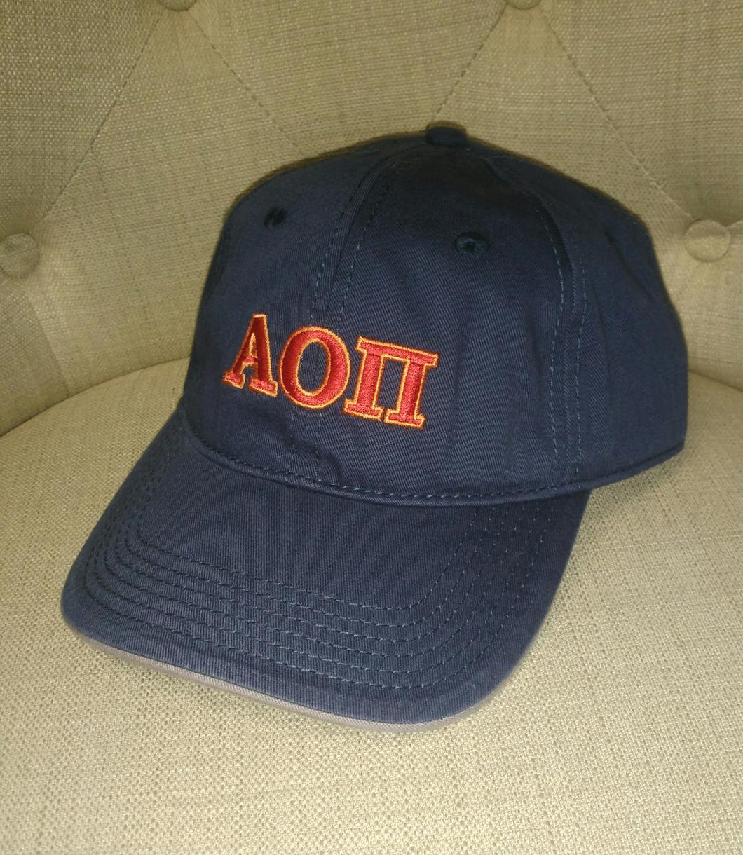 Navy Embroidered Cap - Alpha Omicron Pi