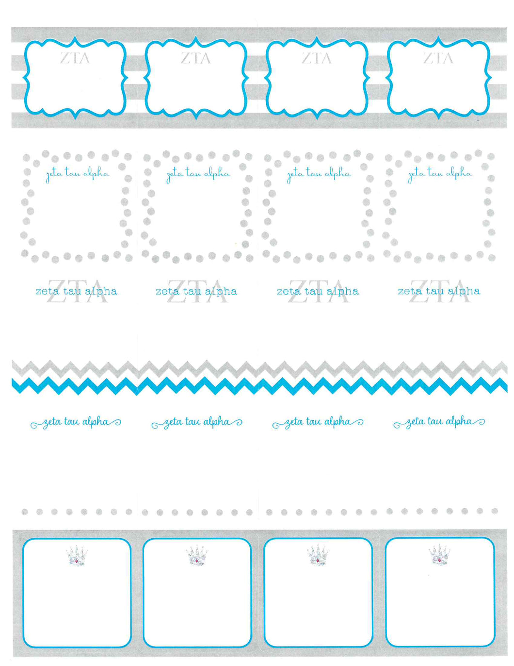 Sorority Label Stickers - Zeta Tau Alpha