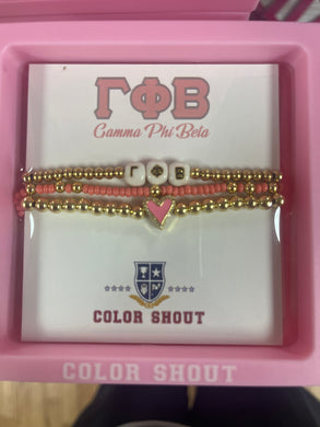 Sorority Love Bracelet Stack- Gamma Phi Beta