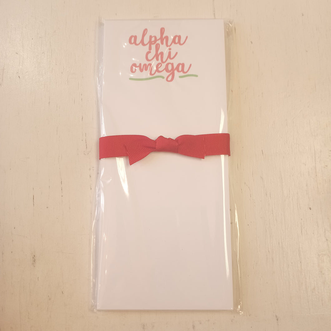 Skinnie Scripty Notepad- Alpha Chi Omega