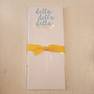 Skinnie Scripty Notepad- Delta Delta Delta