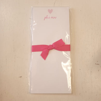 Skinnie Heart Notepad- Phi Mu