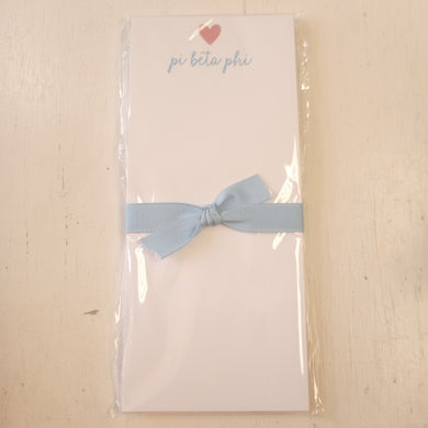 Skinnie Heart Notepad- Pi Beta Phi