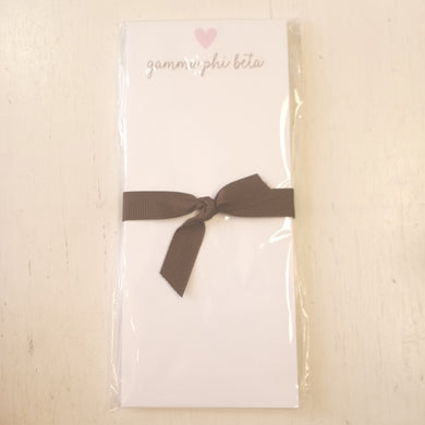 Skinnie Heart Notepad- Gamma Phi Beta