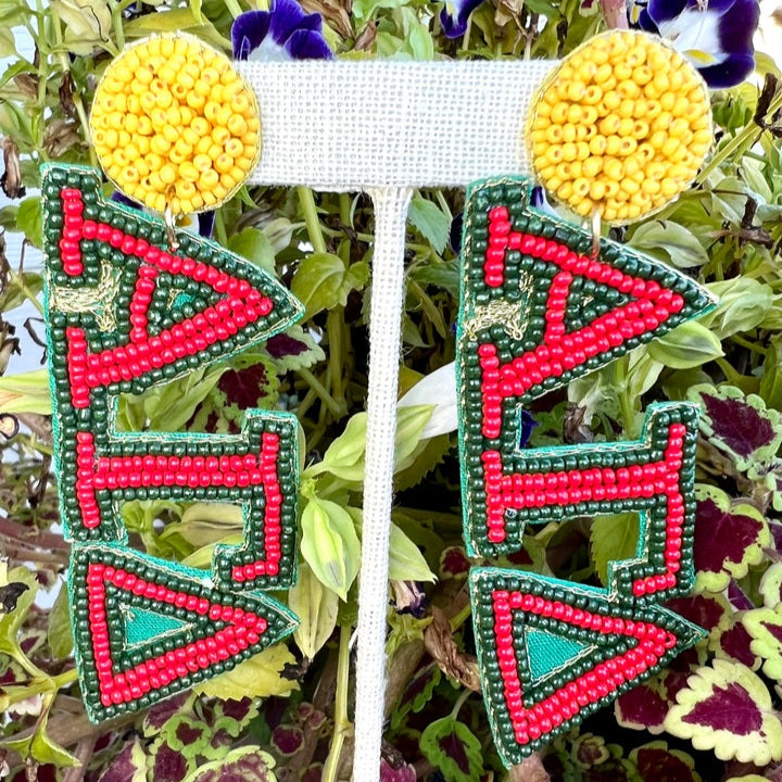 Greek Beaded Earrings- Alpha Gamma Delta