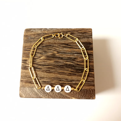 Oval Paperclip Bracelet- Delta Delta Delta