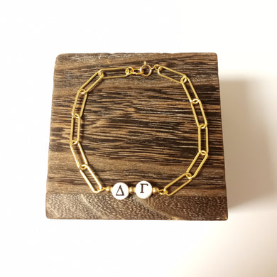 Oval Paperclip Bracelet- Delta Gamma