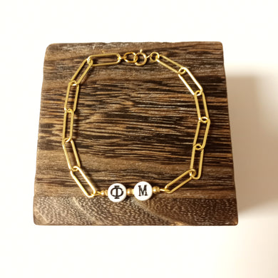 Oval Paperclip Bracelet- Phi Mu