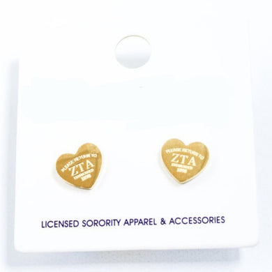 Sorority Heart Studs- Zeta Tau Alpha