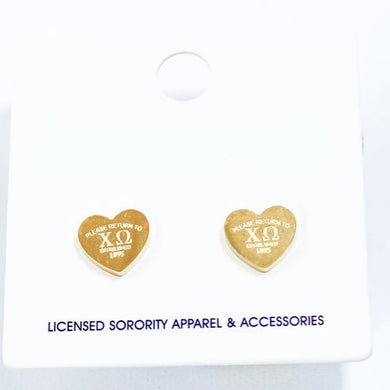 Sorority Heart Studs- Chi Omega