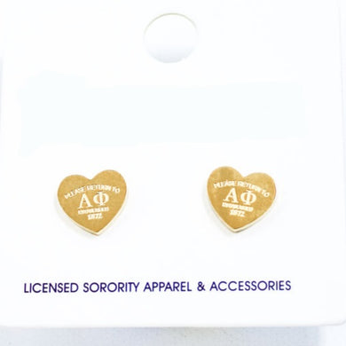 Sorority Heart Studs- Alpha Phi