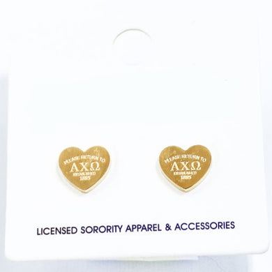 Sorority Heart Studs- Alpha Chi Omega