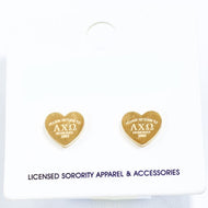 Sorority Heart Studs- Alpha Chi Omega
