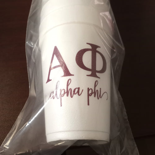 Styrofoam Cups - Letters and Name - Alpha Phi