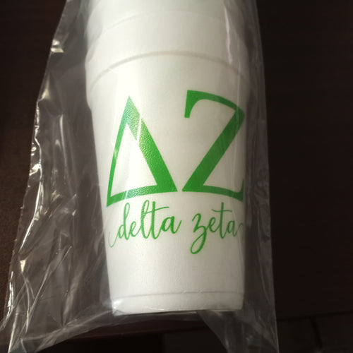 Styrofoam Cups - Letters and Name - Delta Zeta