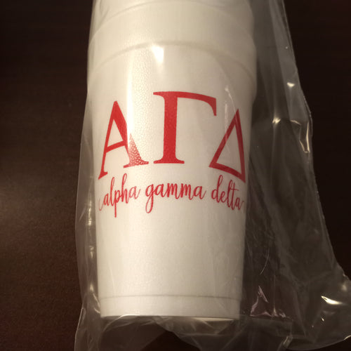 Styrofoam Cups - Letters and Name - Alpha Gamma Delta