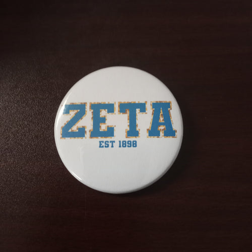 Varsity Greek Button- Zeta Tau Alpha