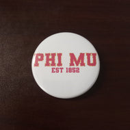 Varsity Greek Button- Phi Mu