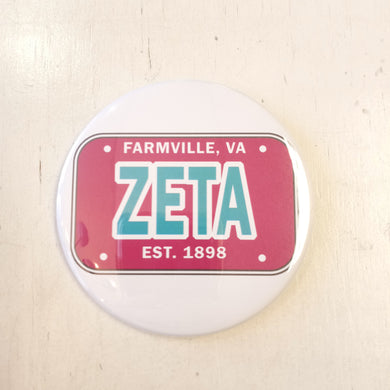 License Plate Button- Zeta Tau Alpha