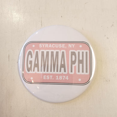 License Plate Button- Gamma Phi Beta