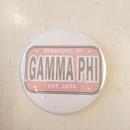 License Plate Button- Gamma Phi Beta