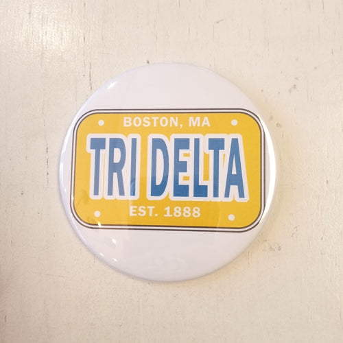 License Plate Button- Delta Delta Delta