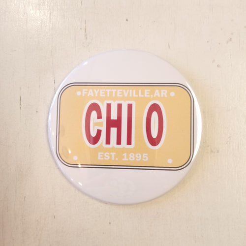 License Plate Button- Chi Omega