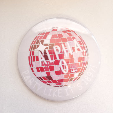 Disco Ball Button- Alpha Omicron Pi