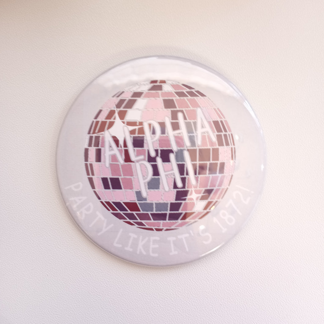 Disco Ball Button- Alpha Phi