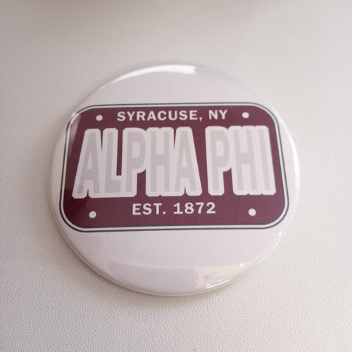 License Plate Button- Alpha Phi