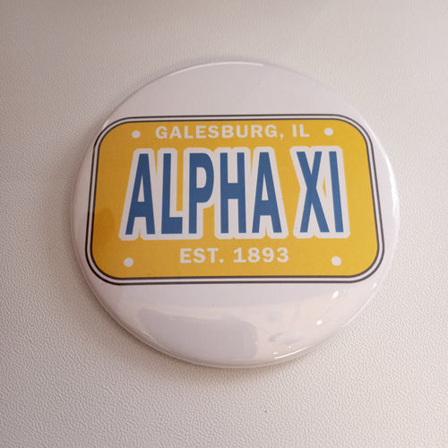 License Plate Button- Alpha Xi Delta
