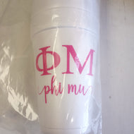 Styrofoam Cups - Letters and Name - Phi Mu