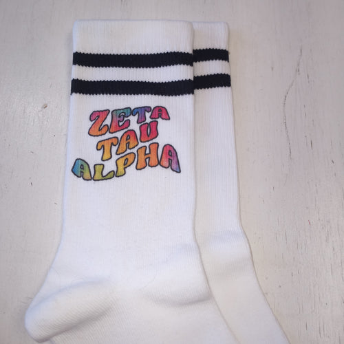 Retro Stripe Crew Socks- Zeta Tau Alpha