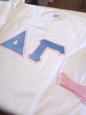 Pink Trim Stitch Jersey Shirt- Delta Gamma