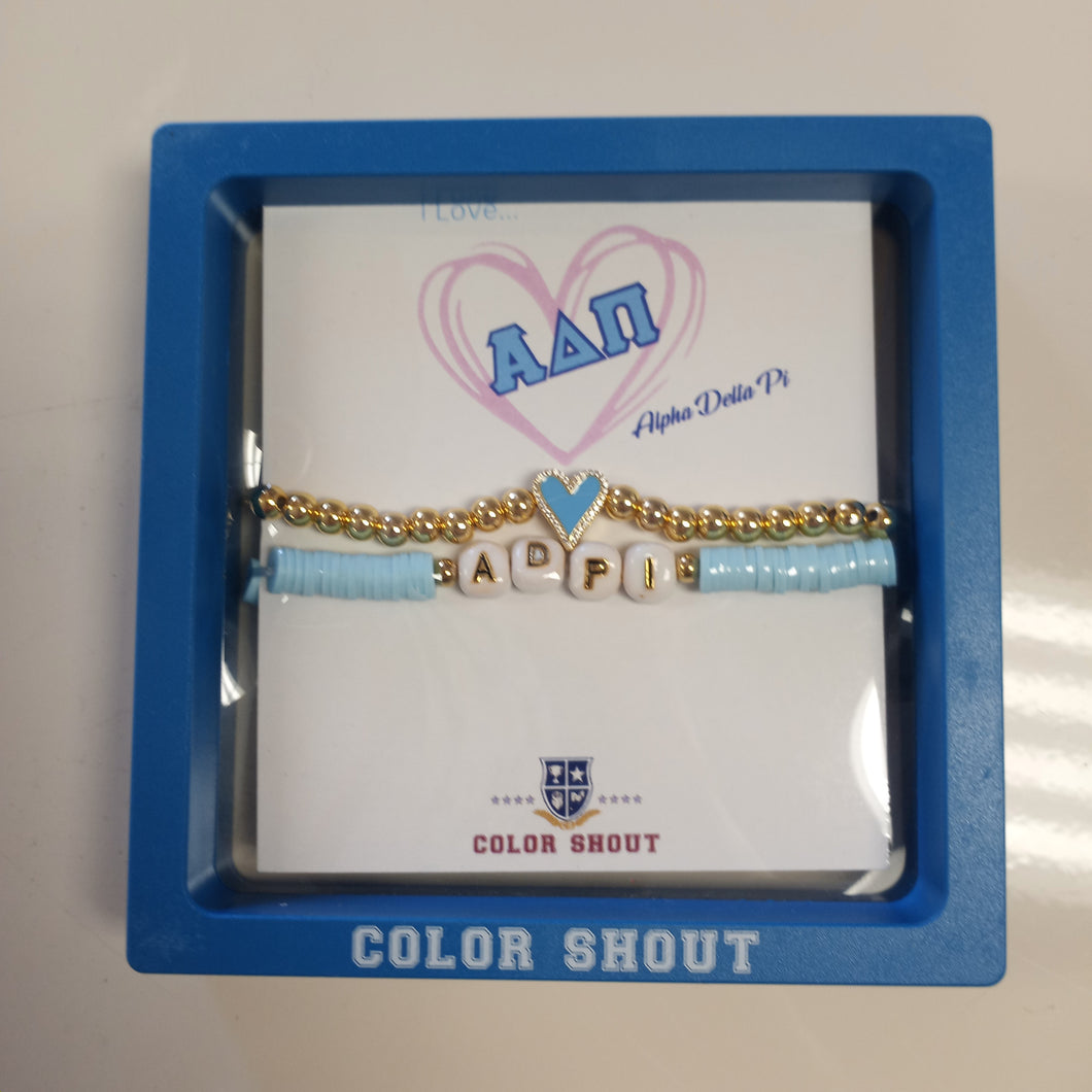 sorority love bracelet stack-Alpha Delta Pi